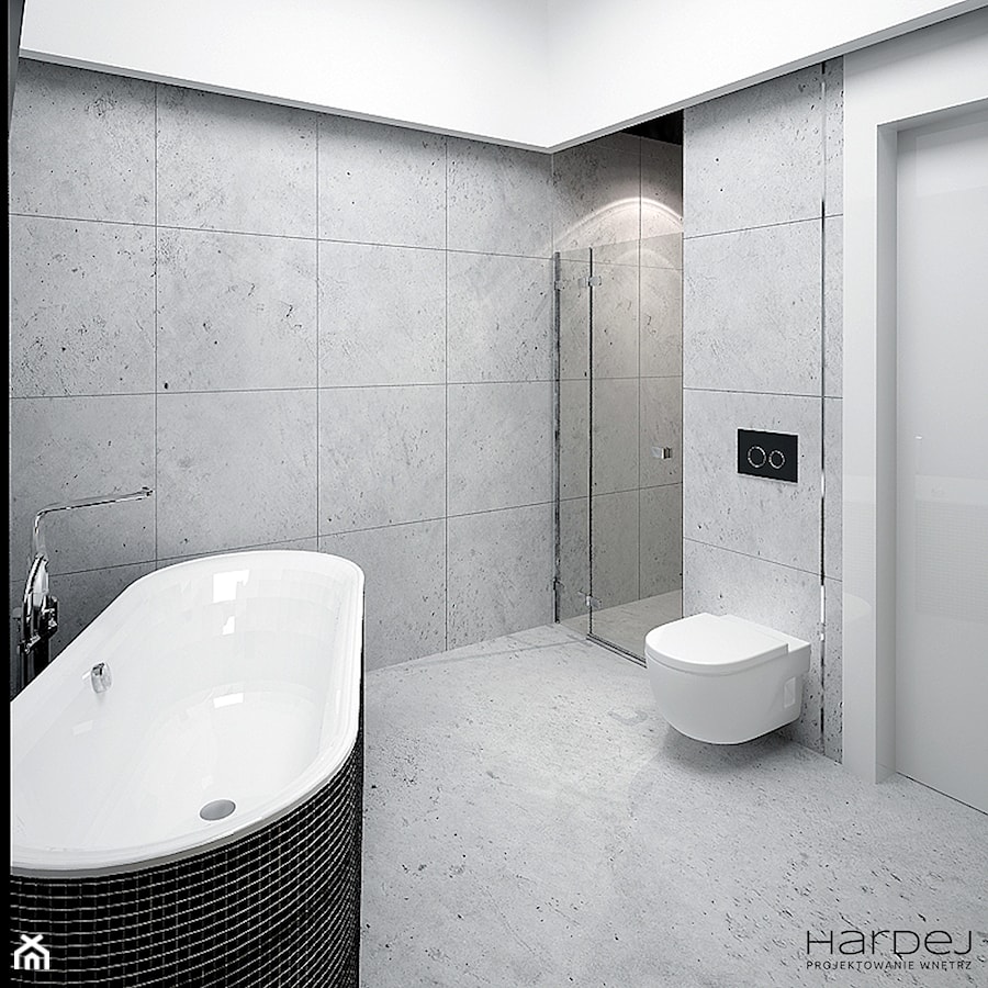 Czarno-szaro-brązowa łazienka - Średnia bez okna z punktowym oświetleniem łazienka, styl nowoczesny - zdjęcie od Monika Hardej Architekt