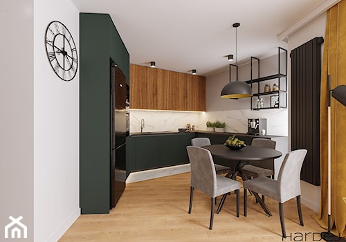 Mieszkanie z akcentami w kolorze butelkowej zieleni - Kuchnia, styl nowoczesny - zdjęcie od Monika Hardej Architekt