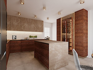 Kuchnia styl nowoczesny fronty dąb bejcowany - zdjęcie od Monika Hardej Architekt
