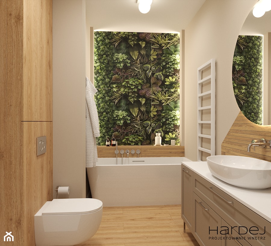 łazienka płytki z motywem roślinnym 41 zero 42 paper june - zdjęcie od Monika Hardej Architekt