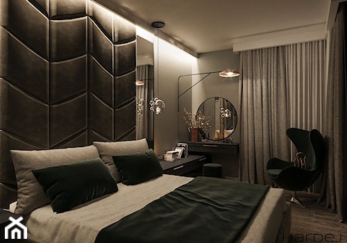 Dom w stylu nowoczesnym z elementami loft - Mała szara z biurkiem sypialnia, styl nowoczesny - zdjęcie od Monika Hardej Architekt