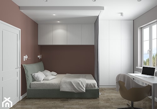 Apartament eklektyczny dla rodziny - Średnia biała brązowa z biurkiem sypialnia, styl nowoczesny - zdjęcie od yasyasemenets