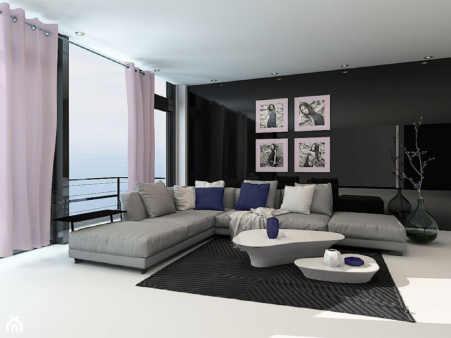 Wnętrze dla Twojego typu urody - Duży biały czarny salon, styl nowoczesny - zdjęcie od ITALSENSO