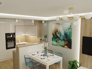 Projekt pokoju dziennego z kuchnią 25m2 - Salon, styl nowoczesny - zdjęcie od Dekoreveli