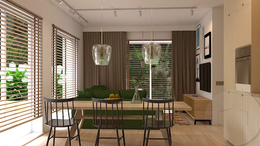 Apartament Star Cegielnia - Średni biały salon z kuchnią z jadalnią, styl skandynawski - zdjęcie od MOM_Project