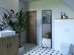 Ponadczasowa łazienka - Średnia na poddaszu bez okna z lustrem łazienka, styl vintage - zdjęcie od MOM_Project