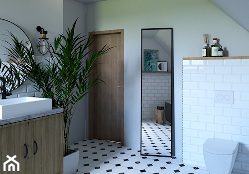 Ponadczasowa łazienka - Średnia na poddaszu bez okna z lustrem łazienka, styl vintage - zdjęcie od MOM_Project
