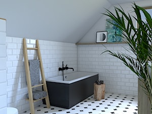 Ponadczasowa łazienka - Średnia na poddaszu łazienka z oknem, styl vintage - zdjęcie od MOM_Project