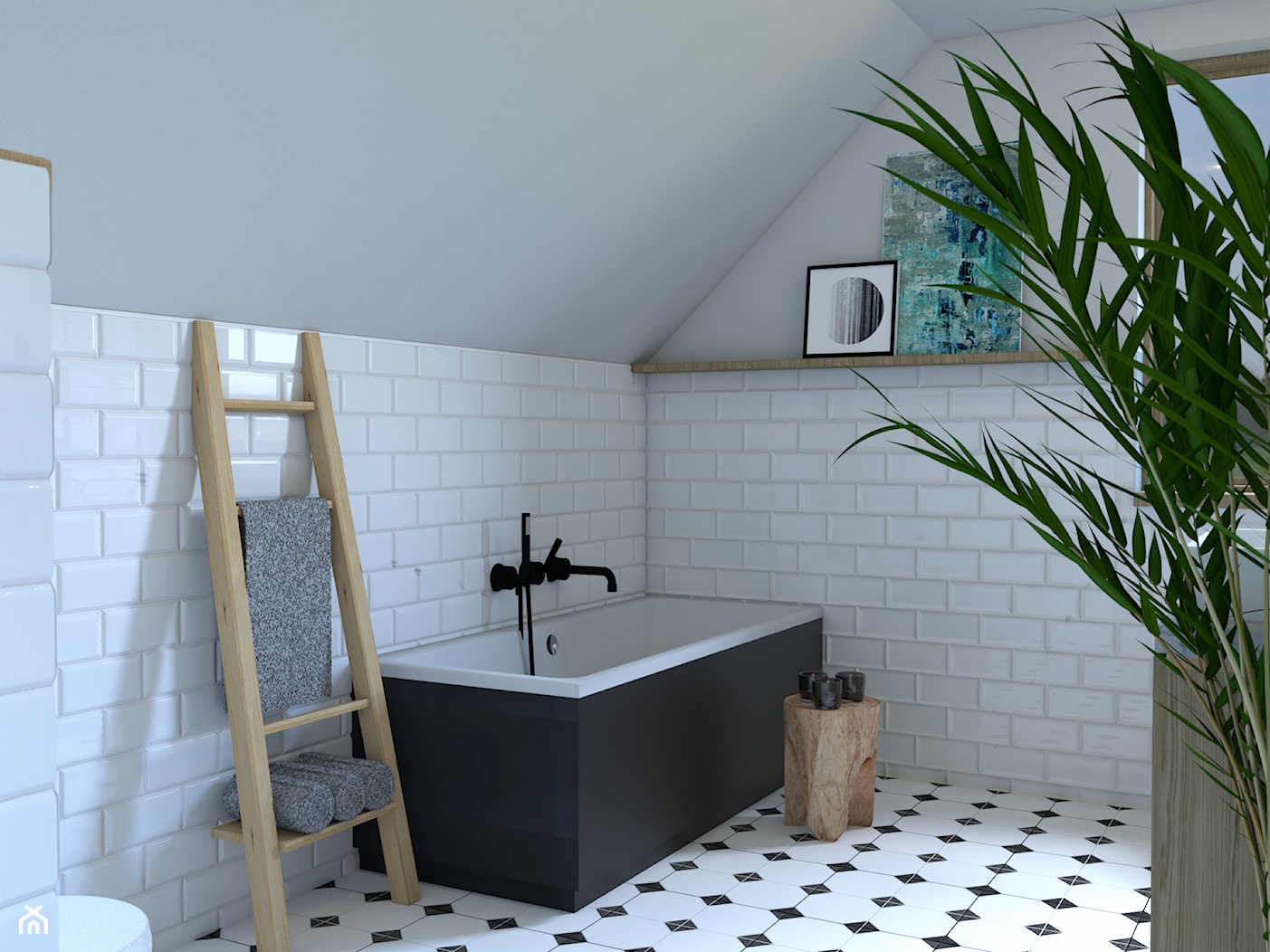Ponadczasowa łazienka - Średnia na poddaszu łazienka z oknem, styl vintage - zdjęcie od MOM_Project - Homebook