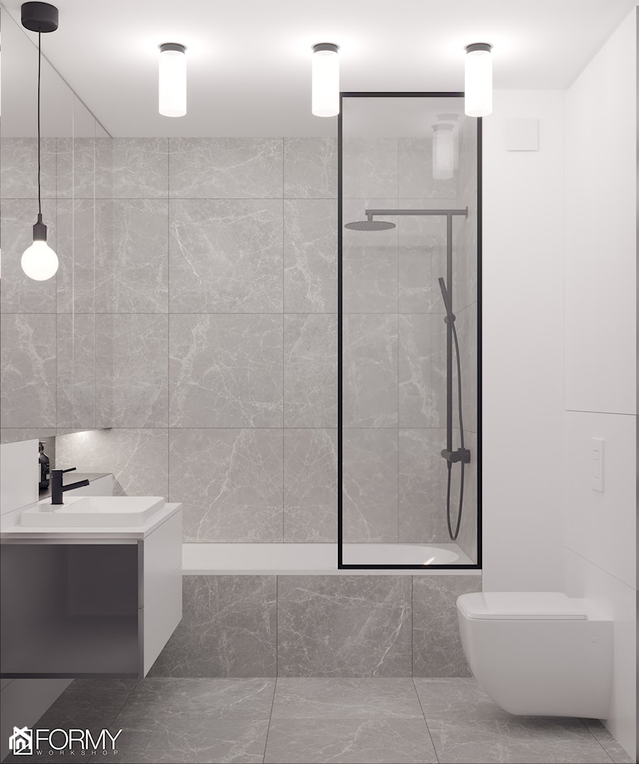 Formy Work_minimalistyczna szara łazienka - zdjęcie od Formy.Work