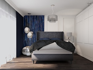 Sypialnia z tapetą w tle - zdjęcie od Echaust Design - Studio Projektowania Wnętrz