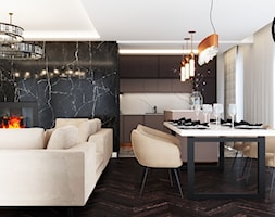 Projekt domu z elementami klasyki i marmuru - Salon, styl nowoczesny - zdjęcie od Echaust Design - Studio Projektowania Wnętrz - Homebook