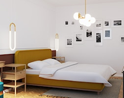 Projekt domu pod Warszawą z elementami lastryko - Sypialnia, styl nowoczesny - zdjęcie od Echaust Design - Studio Projektowania Wnętrz - Homebook