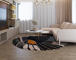 Projekt mieszkania w odcieniach beżu, brązu i kortenu - Salon, styl nowoczesny - zdjęcie od Echaust Design - Studio Projektowania Wnętrz - Homebook