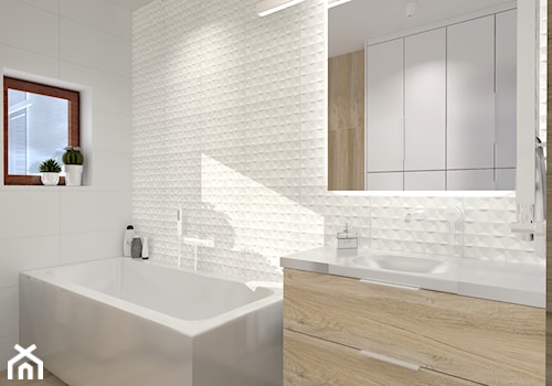 Łazienka - Średnia z lustrem z punktowym oświetleniem łazienka z oknem, styl minimalistyczny - zdjęcie od Warsztat Designu