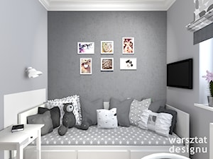 Pokój nastolatki - Mały biały szary pokój dziecka dla dziecka dla nastolatka dla chłopca dla dziewczynki, styl tradycyjny - zdjęcie od Warsztat Designu
