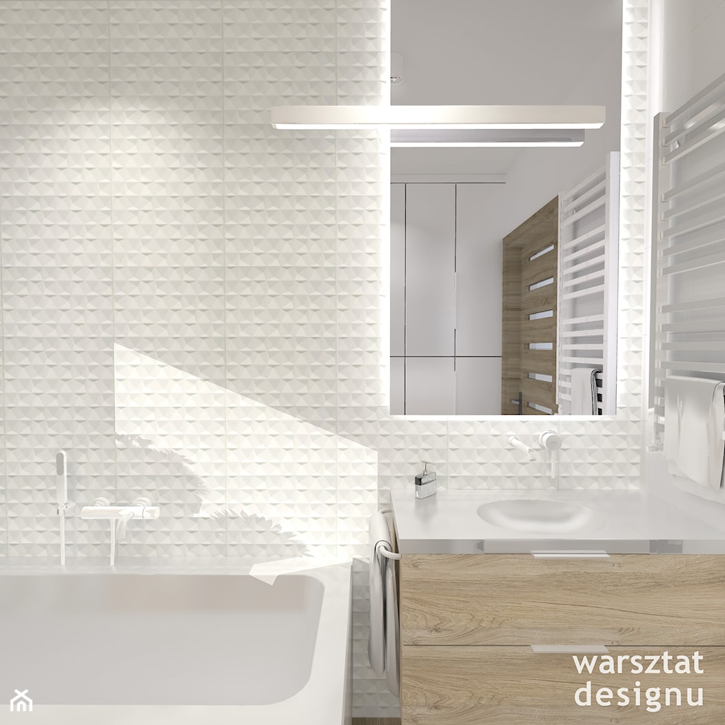 Łazienka - Mała bez okna z lustrem łazienka, styl minimalistyczny - zdjęcie od Warsztat Designu - Homebook