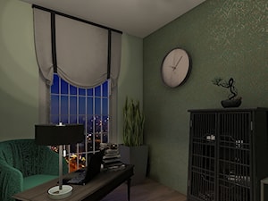 Wizualizacja gabinetu - Małe w osobnym pomieszczeniu zielone biuro, styl tradycyjny - zdjęcie od pamw.atelier