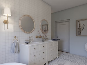 Wizualizacja łazienki nr2. - Średnia z lustrem łazienka z oknem, styl glamour - zdjęcie od pamw.atelier