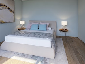 Wizualizacja sypialni. - Średnia biała sypialnia, styl nowoczesny - zdjęcie od pamw.atelier