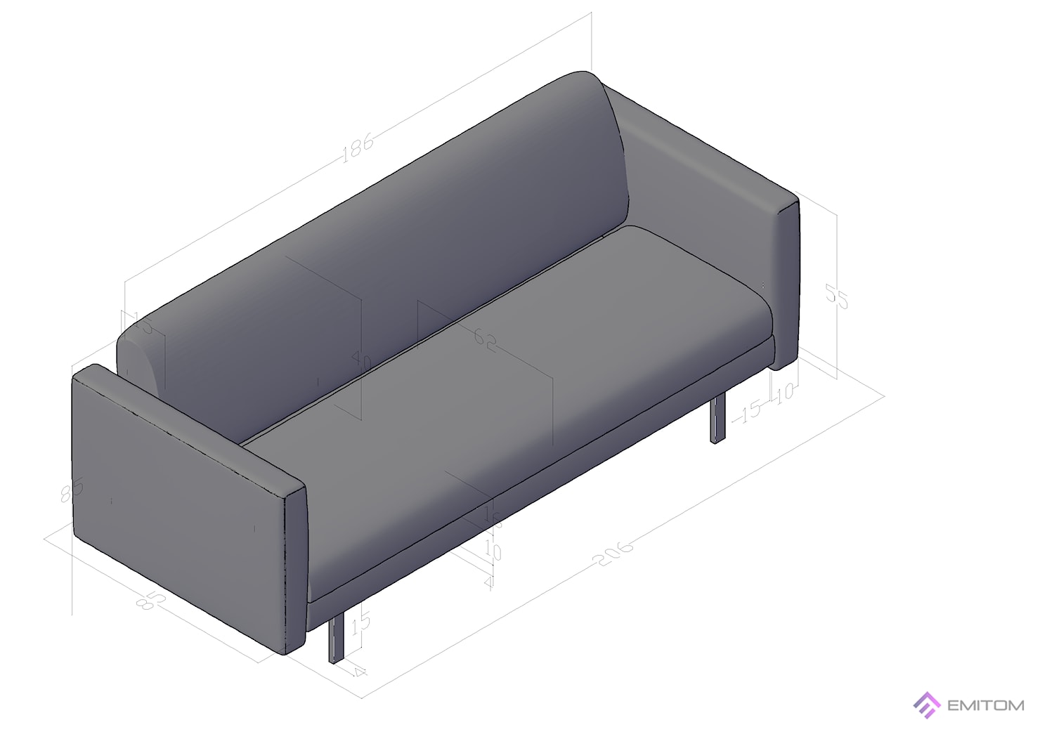 Kolekcja Elite, Sofa trzyosobowa - zdjęcie od Emitom_ Meble tapicerowane - Homebook