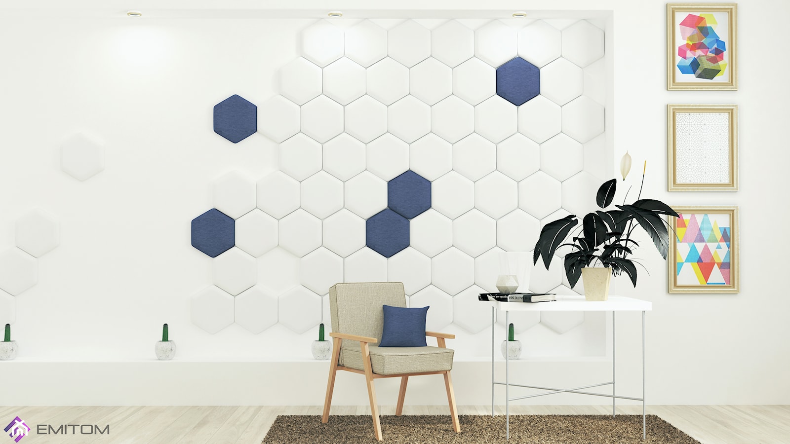 Panele tapicerowane, hexagon - zdjęcie od Emitom_ Meble tapicerowane - Homebook