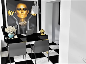 Akademia Fryzjerstwa Będzin - Średnie w osobnym pomieszczeniu białe czarne biuro, styl glamour - zdjęcie od Monika Gajdzik