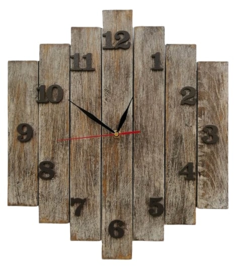 Zegar drewniany duży postarzany - zdjęcie od Handmade by Marzena