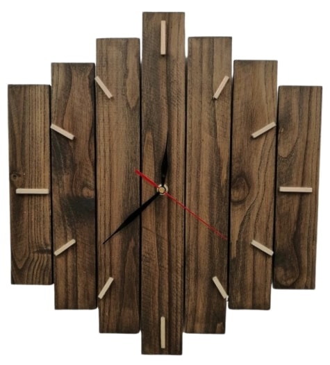 Zegar drewniany z desek duży palisander - zdjęcie od Handmade by Marzena - Homebook