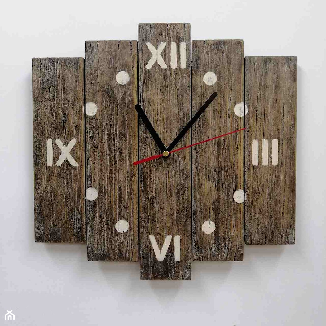 Zegar drewniany z desek mały - zdjęcie od Handmade by Marzena - Homebook