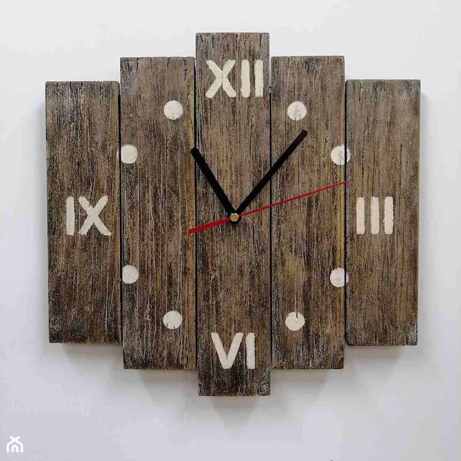 Zegar drewniany z desek mały - zdjęcie od Handmade by Marzena