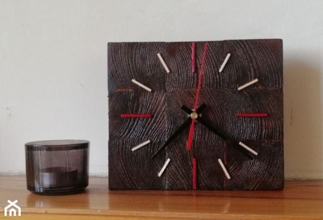 Zegar drewniany kostka - zdjęcie od Handmade by Marzena