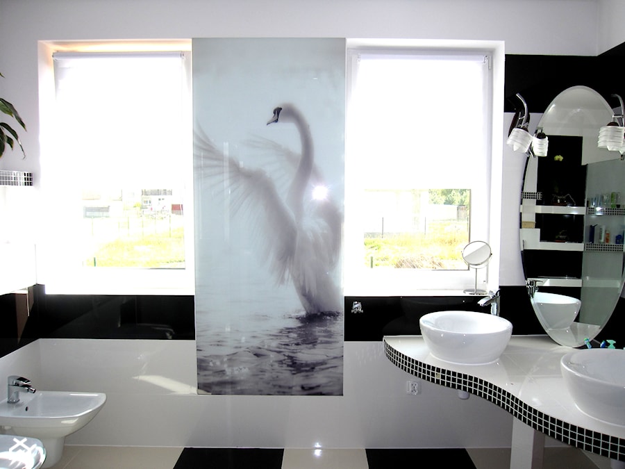 panele szklane do łazienki, szkło w łazience, szkło hartowane do łazien warszawa - Łazienka, styl nowoczesny - zdjęcie od backsplash.pl