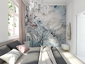 Mieszkanie dla młodej kobiety - Mała biała szara sypialnia, styl skandynawski - zdjęcie od Uznam Wnętrza