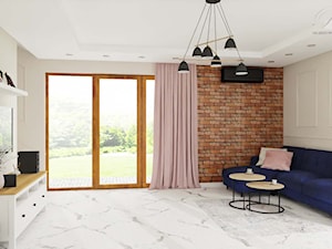 Dom w stylu angielskim z elementami loftowymi i skandynawskimi (Nowodworce) - Salon, styl nowoczesny - zdjęcie od Pora na wnętrze