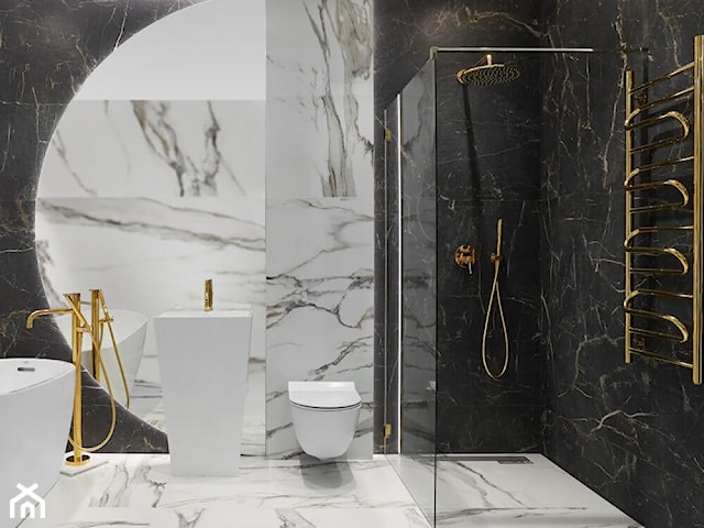 Marmurowa łazienka ze zlotem CALACATTA GOLD | Salon HOFF 