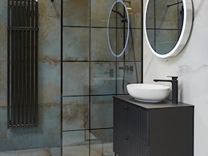 Loftowa łazienka z czarną szafką i patyną - zdjęcie od Salon HOFF