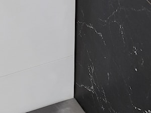 Czarno-biała łazienka z prysznicem i płytkami 3D - zdjęcie od Salon HOFF