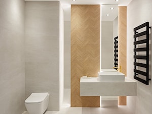 Płytki w jodełkę w minimalistycznej łazience | Salon HOFF 