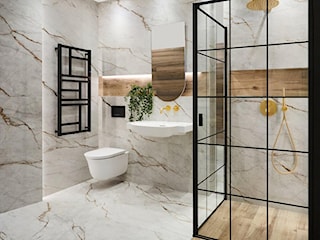Aranżacja szarej łazienki z drewnem | Salon HOFF 