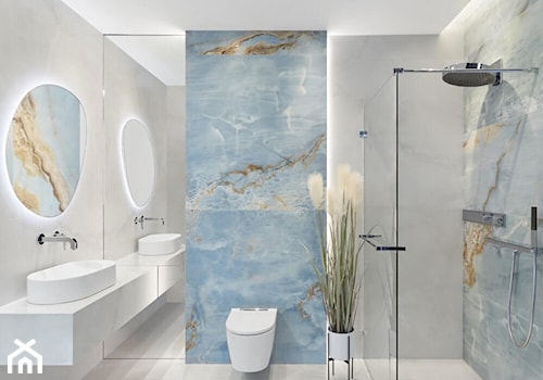Jasna łazienka w błękicie i bieli - zdjęcie od Salon HOFF