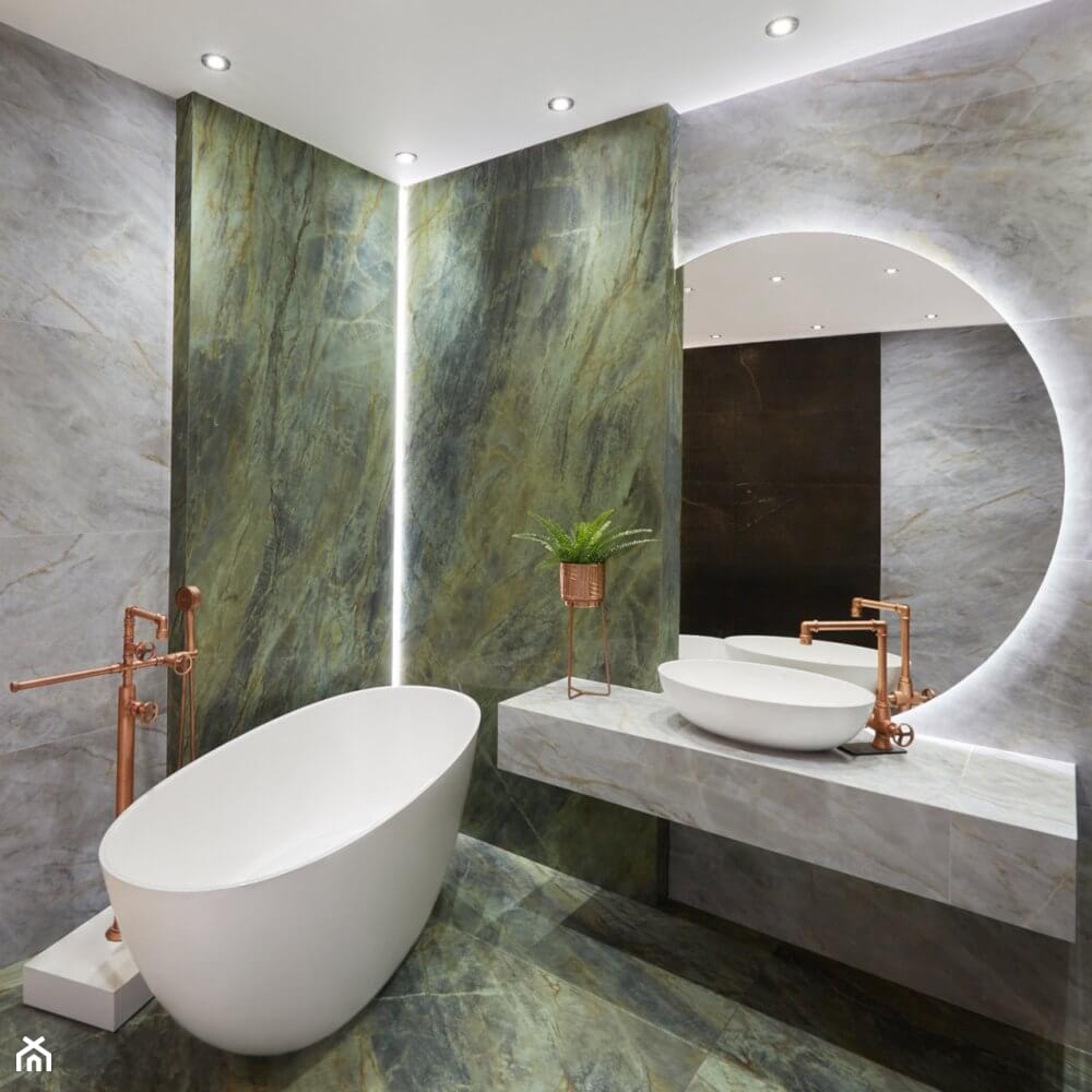 Szaro zielona łazienka - zdjęcie od Salon HOFF - Homebook