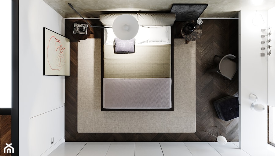 Mieszkanie w Warszawie - Średnia biała szara sypialnia, styl nowoczesny - zdjęcie od S.W.STUDIO