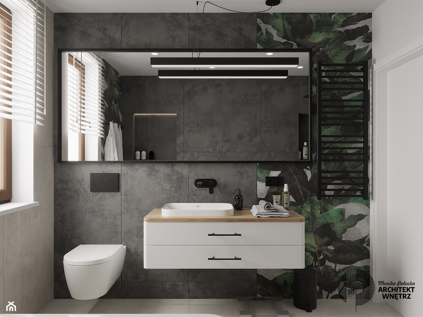 Męska łazienka z zielonym akcentem - zdjęcie od Monika Pałucka Architekt Wnętrz - Homebook