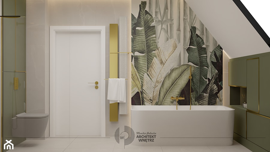 Zielona łazienka w stylu art&deco - Łazienka, styl glamour - zdjęcie od Monika Pałucka Architekt Wnętrz