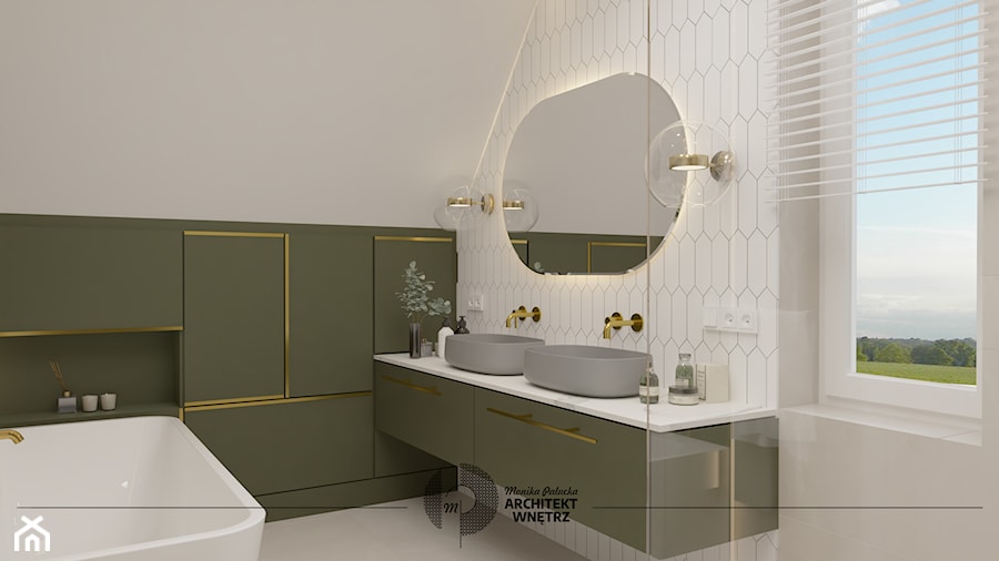 Zielona łazienka w stylu art&deco - Łazienka, styl glamour - zdjęcie od Monika Pałucka Architekt Wnętrz