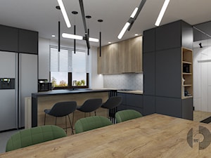 Salon z kuchnią w męskiej odsłonie - Kuchnia, styl nowoczesny - zdjęcie od Monika Pałucka Architekt Wnętrz