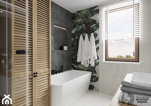 Męska łazienka z zielonym akcentem - zdjęcie od Monika Pałucka Architekt Wnętrz