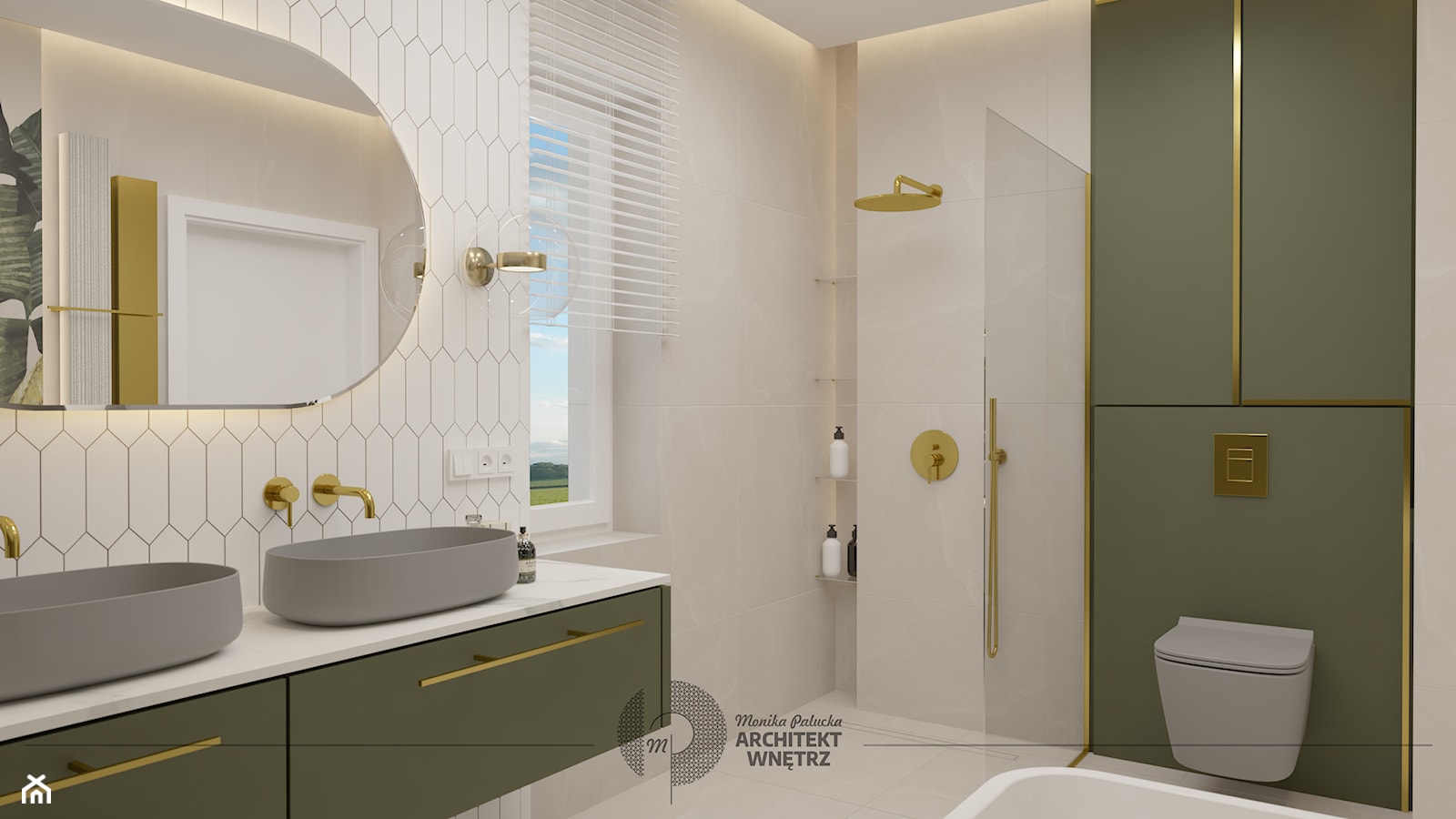 Zielona łazienka w stylu art&deco - Łazienka, styl glamour - zdjęcie od Monika Pałucka Architekt Wnętrz - Homebook