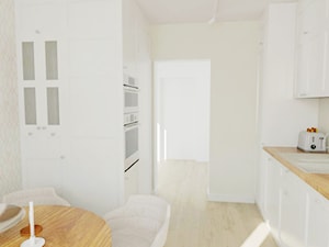 Projekt kuchni w Opalenicy - Średnia zamknięta biała z zabudowaną lodówką z lodówką wolnostojącą z nablatowym zlewozmywakiem kuchnia dwurzędowa, styl rustykalny - zdjęcie od STUDIO PODRYS